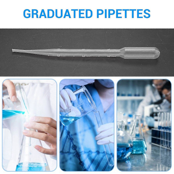 100 stk. Graderte Pipetter Dråpeteller Polyetylen (3 ml)