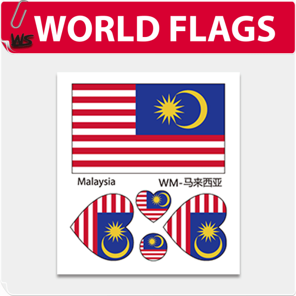 Miljøvenlig World Flag Face Tattoo Sticker World Cup Olympics Heart Shape Vandtæt Face Tattoo Sticker Malaysia