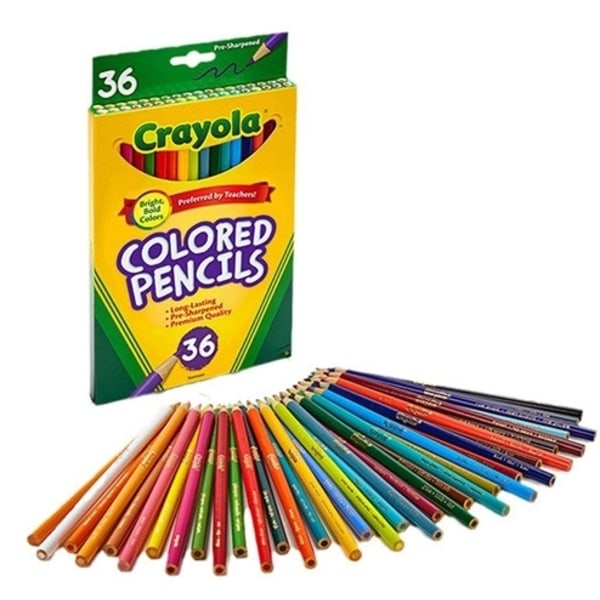 Crayola värikynät, 36 kpl, lasten set, taidetarvikkeet, loistava värityskirjoille, luokkahuonekynät, myrkytön, 3+ green