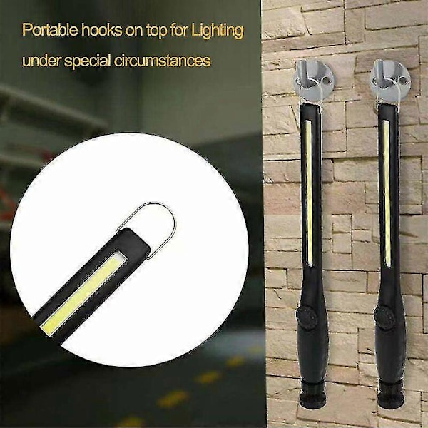Oppladbar LED arbeidslampe med magnet og USB 360 graders rotasjon, oppladbar LED inspeksjonslampe, hjem, verksted, camping, fotturer, inspeksjon L
