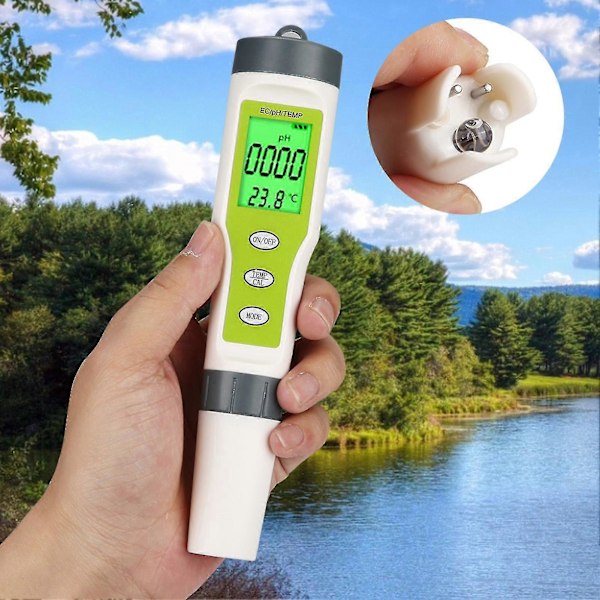 PH/EC/Temp Vandkvalitetstester - 3 i 1 Digital Pen med Sortlys Display