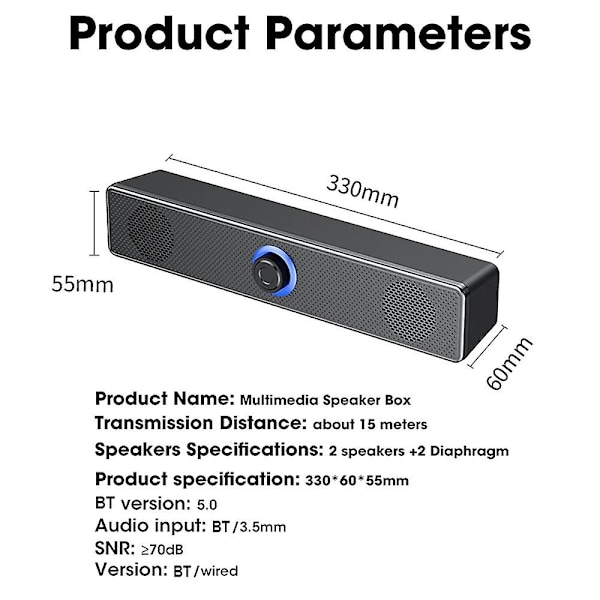 Computer Soundbar Højttalere Kablede 4d Surround Stereo, til Pc Og Tv Box
