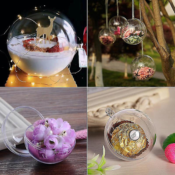 1 st julgranshänge i transparent plast, öppen boll, klar dekoration för barn