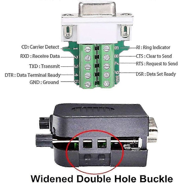 Db9 Lödningsfri Rs232 D-sub Seriell till 9-stifts Portterminal Han-Hon Adapterkontakt Breakout-kort