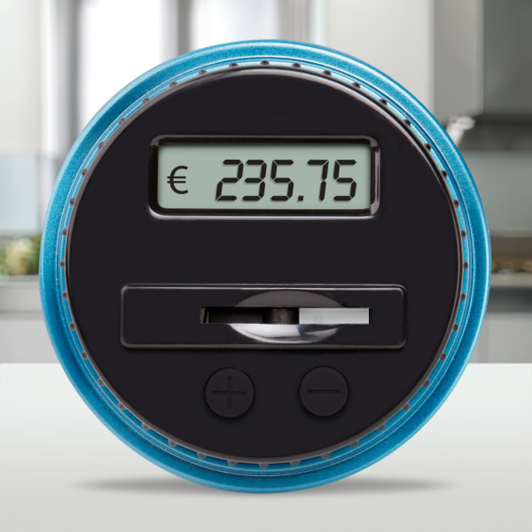 Digital mynt Automatisk telling Pengeboks Krukke LCD-skjerm Stor kapasitet 1,8L Euro Depository
