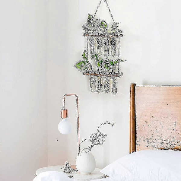 Väggmonterad Växtglasförökningsstation Rör Blomsterterrarium Med Träställning Modern Vas A