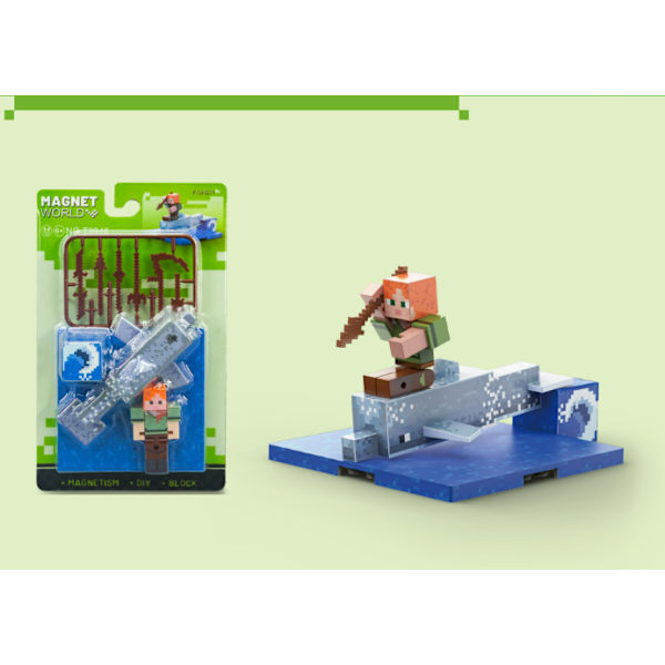 Minecraft Fish Hunter Action Figur og Tilbehør 2-pak, 8,25 cm Samlerobjekt Fish Hunter