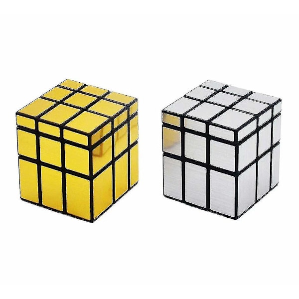 2-pack 3x3x3 Fyrkantig Spegel Speed Cube Pussel Guld Silver