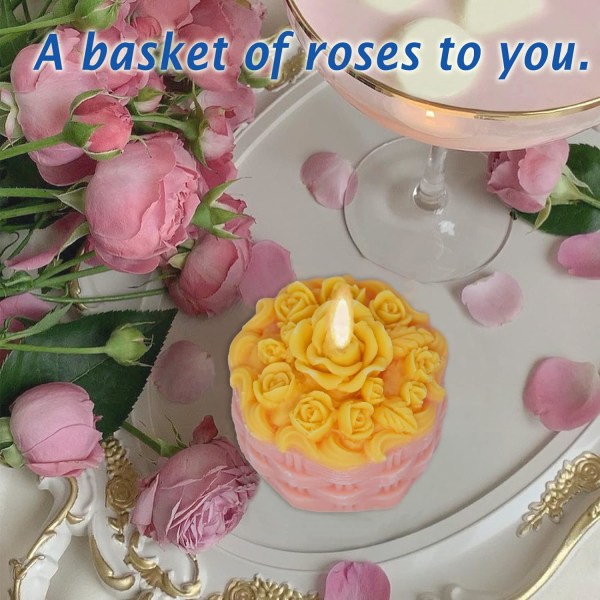 Molds för ljustillverkning, Roses 3D silikonsojavax Flower Basket