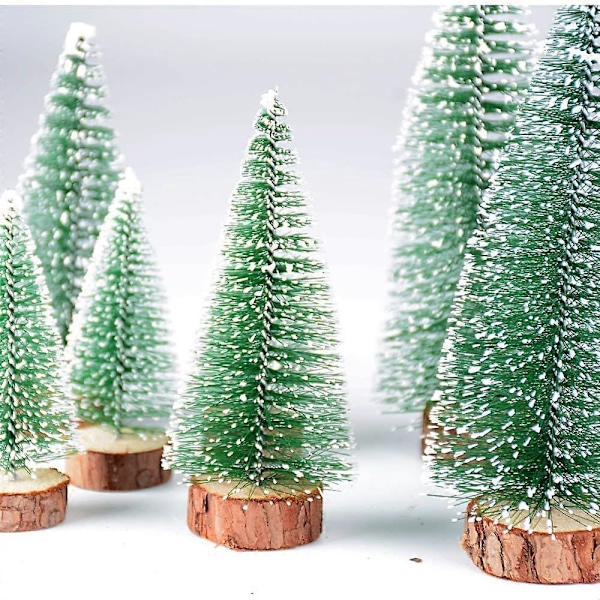 8 stk Mini Kunstig Juletre 3 Størrelser Miniatyr Juletre Grønn Mini Juletre Små Juledekorasjoner Figurer 10/15/20 cm