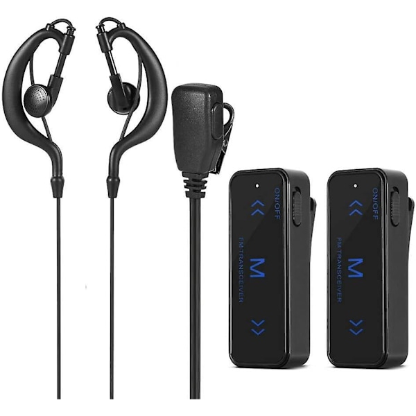 Sett med 2 Mini Walkie Talkies 2-veis FM Radio Sende- og mottaker + 2 Hodetelefoner USB-lading