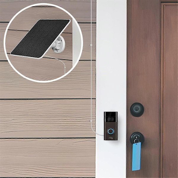 Solpanel til Ring Dørklokke, 5W Solpanel til Ring Videodørklokke 2, Videodørklokke 3, Videodørklokke
