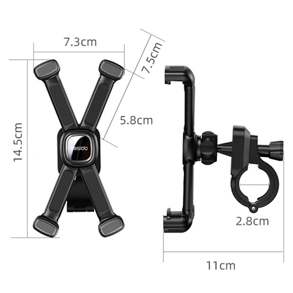 Universal Telefonholder Sykkelholder Med 360 Rotasjon For 3,5-6,5 Tommer