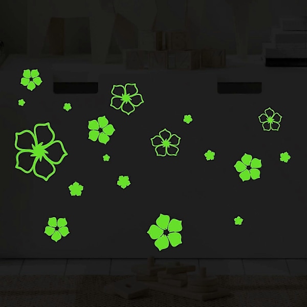 Blomsterformede Glow-in-the-Dark Stickers Holografiske Stickers til Teenagere Vægstickers Værelsesdekoration
