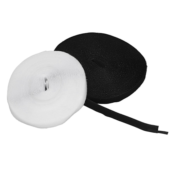 2 st. kardborreband 25m Längd Svart Vit 2,5cm Bred Mjuk Nylon DIY Klippbar Självhäftande Kardborre
