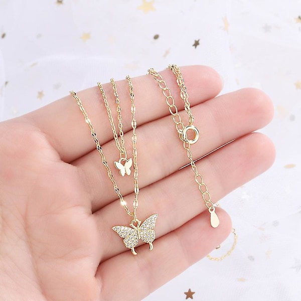 Diamant Halskjeder Butterfly Halskje Forgylt Lang Lariat Halskje Enkelt Choker Halskjeder Halskje Smykker Gaver