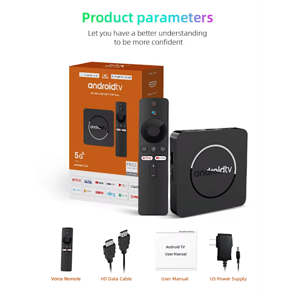 Smart TV-box 8K HDR med dubbla Wifi BT5.0 2G+16G