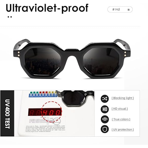 Retro Tykke Polygonal Solbriller Kvinder Mænd Mode Retro Solbriller 90'er Solbriller K1559