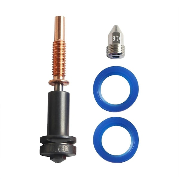 Høyflytende dyser på 0,4 mm/0,6 mm for Hotend-ekstruder - herdet stål/kobber/titan/TC4-materiale for