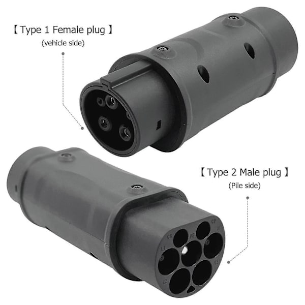 Adaptrar IEC 62196 2 till J1772 Typ 1 Elbil Laddare Enkelsidig Kontakt Laddning S