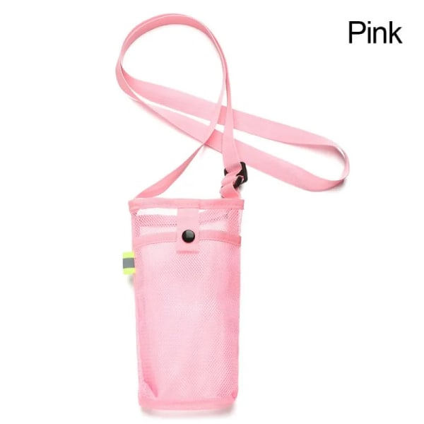 Vannflaskeholder med justerbar skulderstropp Telefonveske Sling Vannflaskeveske for Sports Gym Vandring Camping Pink