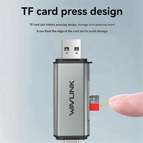 USB C & USB 3.0 Dobbel Kontakt SD-Kortleser Høyhastighets Micro-SD/TF-Kortadapter for PC, Nettbrett, Android OTG