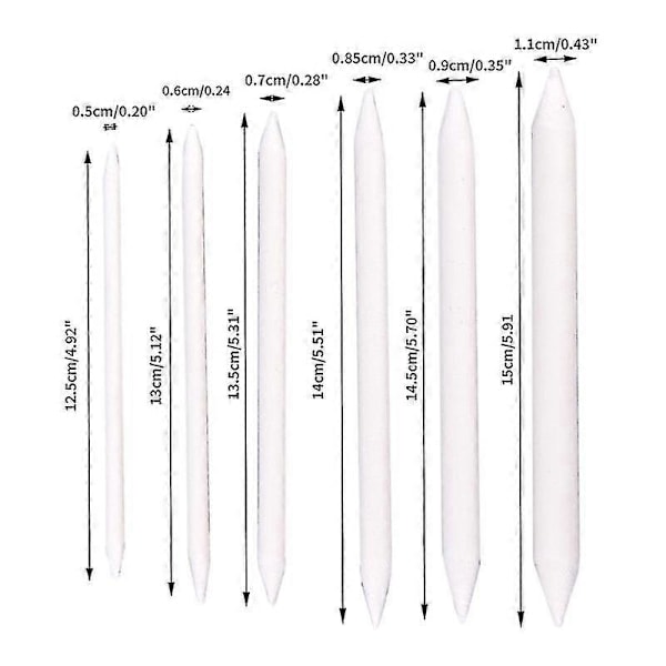 6 kpl/setti Blending Smudge Stump Stick Tortillon Piirustus Taide Valkoinen Piirustus Hiili Shytmv