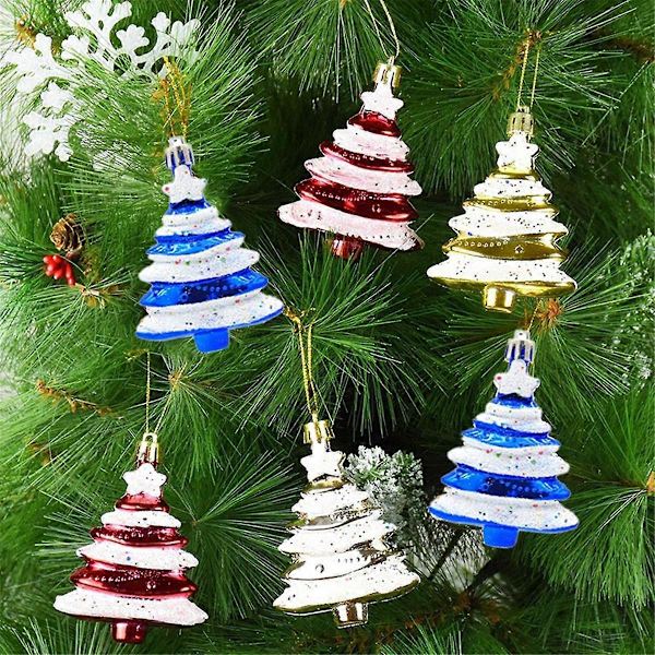 8x6cm 4-pakks Julekule Spesialformet Juletrepynt Gave Plastmalt Chr