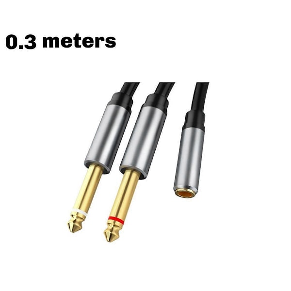 3,5 mm til dobbelt 6,5 mm kabeladapter han mono 6,5 jack til stereo 3,5 lydkabel til mixerforstærker DVD 6,35 mm adapter A