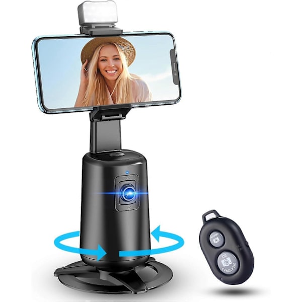Automatisk ansigts-tracking stativ, 360 graders rotation automatisk tracking mobiltelefonholder, mobiltelefonkamera holder med fjernbetjening og gestusstyring