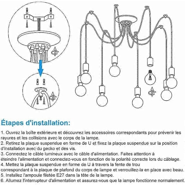 Edison-riipusvalaisin 2 metriä säädettävää katto- hämähäkkilamppua metallilangasta valmistettu riipusvalaisin moderni teollinen kattokruunu kirkas valo (lamppu EI sisälly)