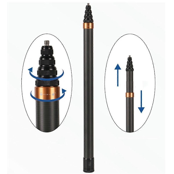 Kulfiber Selfie Stick 300CM Udtrækkelig Selfie Stick til X3/GO3// Selfie Stick A
