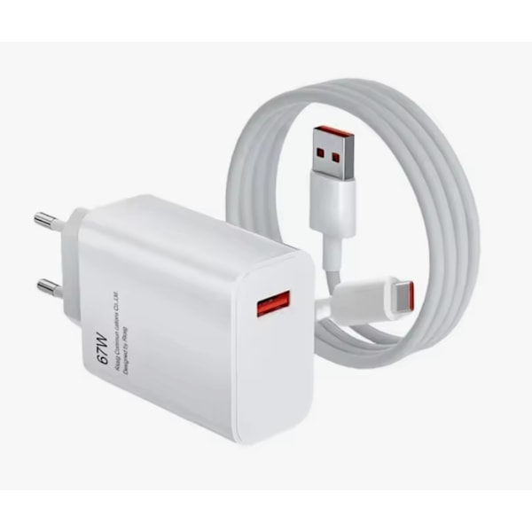 67W USB hurtiglader med Type C-kabel for Xiaomi Mi 12 11 POCO X5 X4 pro Redmi Note 9 10 11 strømadapter 6A