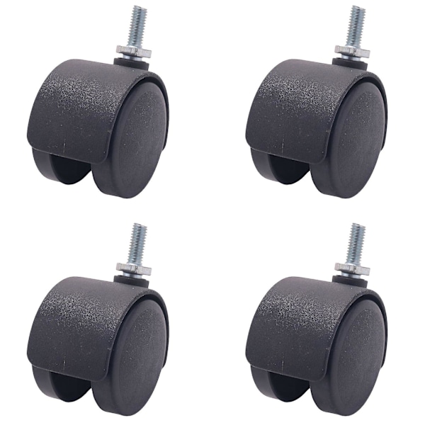 6 mm:n kierteillä varustettu 40 mm:n kaksoispyöräinen pyörivä pyörä, musta