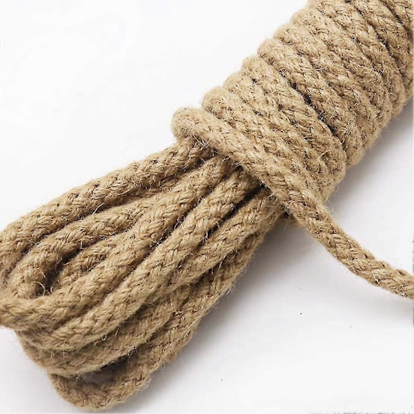 Flätad Jute Rep, 7,6 meter 11mm Tjockt Snöre för Hantverk, Klösbräda för Katter, Trädgårdsarbete, Buntning och Makraméprojekt