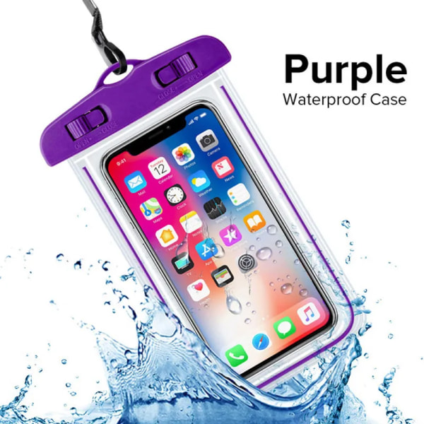 Sommersvømning Fridykkertaske Mobiltelefontaske Vandtæt taske Sea Beach Surf Snorkeltilbehør Ipx8 Vandtæt Pack Bag Purple