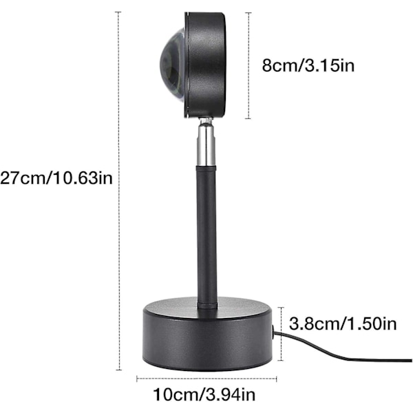 LED-gulvlampe med projeksjon, rød solnedgang, stemningslampe, nattlys