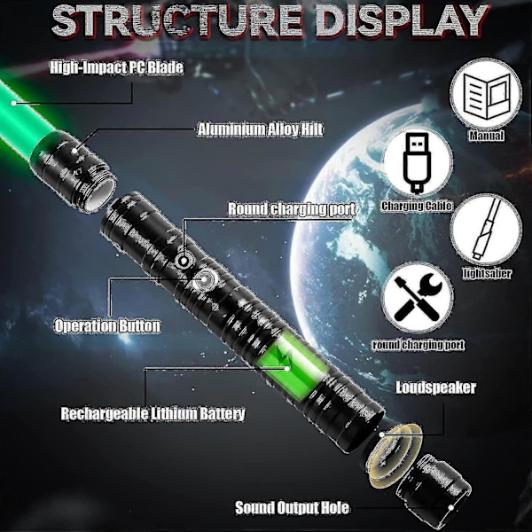Valosäilä Lasermiekka Rgb 7 Väriä Vaihtuva Elektroninen Valomiekka Ääni 1kpl-musta