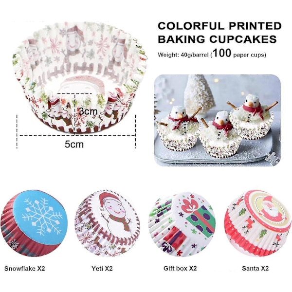 800 Stykker Julepapir Muffinforme Muffins Papir Cupcakes Cupcake Wrappers Cupcake Liners Til Julefest Fødselsdagsfest Bryllup