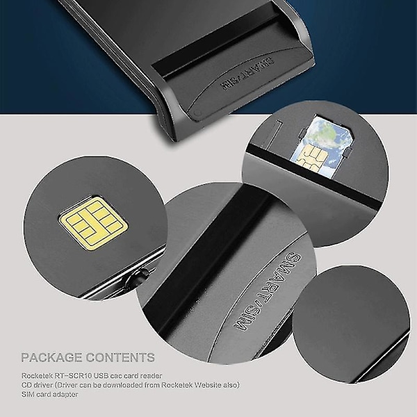 ROCKETEK SCR1 USB 2.0 Smartkortläsare ID SIM Bankkort Adapter
