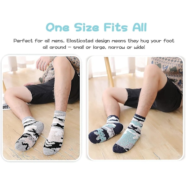 Mäns Fluffiga Sockar Tofflor Med Grepp Varma Fleecefodrade Halksäkra Sulor Tjocka Mysiga Fuzzy Jul Vintersockar