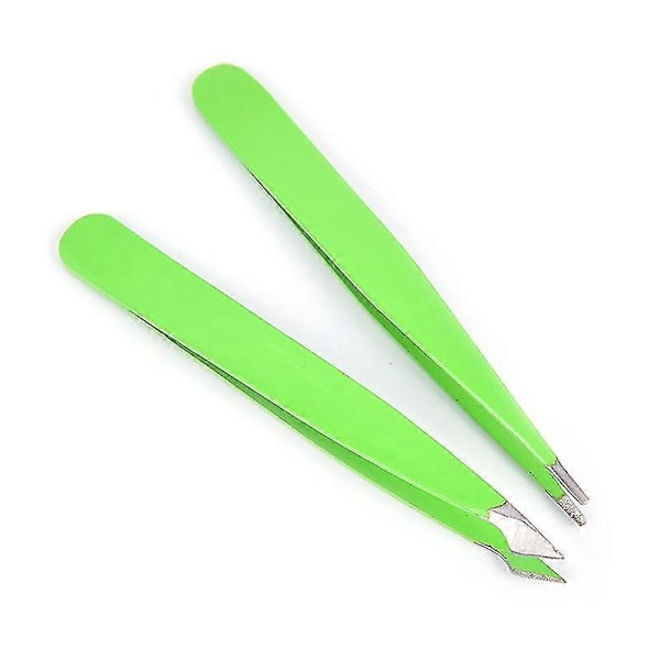 2-pack Grön Hårfjermnings- och Ögonbrynspincett Skönhetsmakeupverktyg
