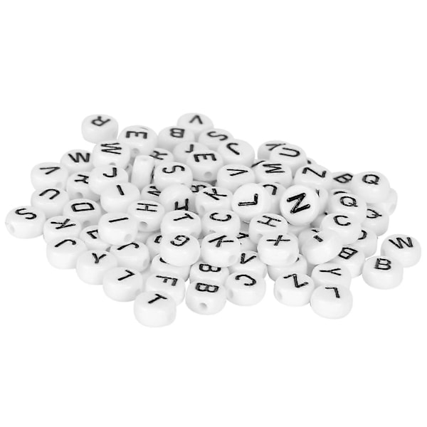Alphabet Perler 100 stk Akryl Sort - Bogstaver Vedhæng DIY Smykkeforsyninger, Håndværk Perler