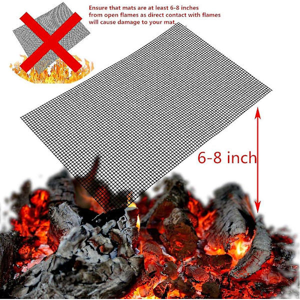 BBQ Grillmåtte Sæt af 3 Genanvendelige Non-Stick Mesh Varmebestandig Teflon BBQ Grillmåtte til Grillning af Kød Grøntsager Bagning Bagning 40 x 33cm