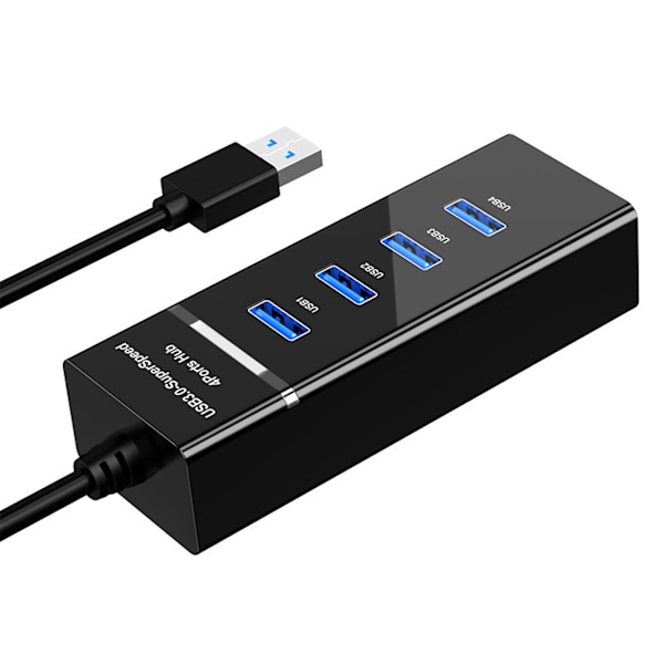 USB 3.0 Hub med Strömförsörjning, 4 Portar, Bärbar USB-Datahub, Delare, Adapter