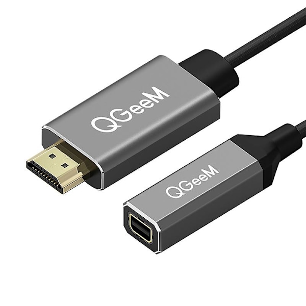 QGeeM HDMI-kompatibel till Mini DP-konverteringsadapterkabel UHD 4K@30Hz Plug and Play för PC-bärbar dator