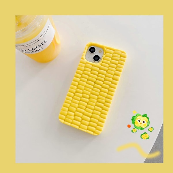 iPhone 14 Pro Max Cover Kawaii Telefoncovers, Sød 3D Tegneserie Mad Majs Blød Silikon Stødsikker Beskyttende Cover Sjovt til iPhone 14 Pro Max Kvinder Piger