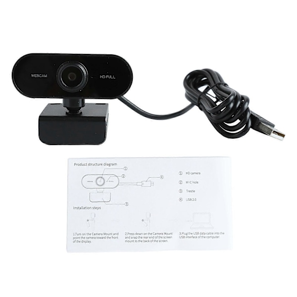 Tietokonekamera HD 1080P Sisäänrakennettu Mikrofoni Automaattinen Tarkennus USB Tietokoneen Verkkokamera Webkamera Tallennukseen Konferensseihin