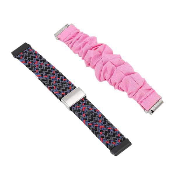 Vevd Nylon Klokkearmbånd med Rustfritt Stål Spenne 4 Fjærstang Utbytting Scrunchie Klokkearmbånd for Fitbit Versa