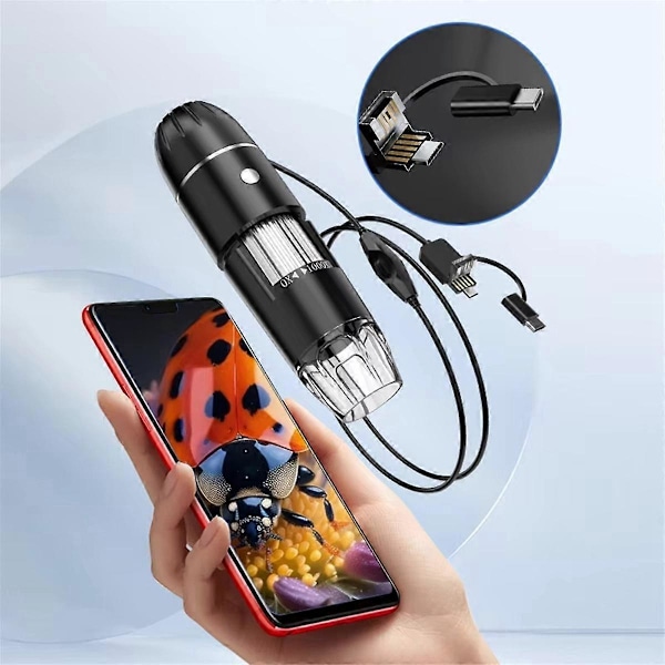 Digitalt Mikroskop Handhållet USB HD Inspektionskamera 50x-1600x med Ställ 8 LED Portabla Mikroskop för PC Smartphone
